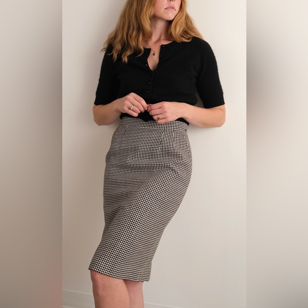 Braemar Wool Black and White Midi Skirt